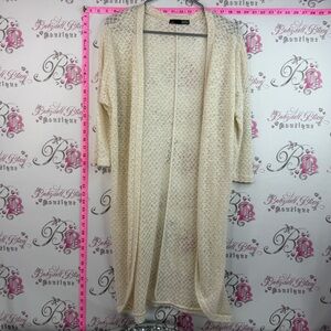 Rebel Sugar long sweater cardigan white Cream Open-Front Knit Duster Cardigan